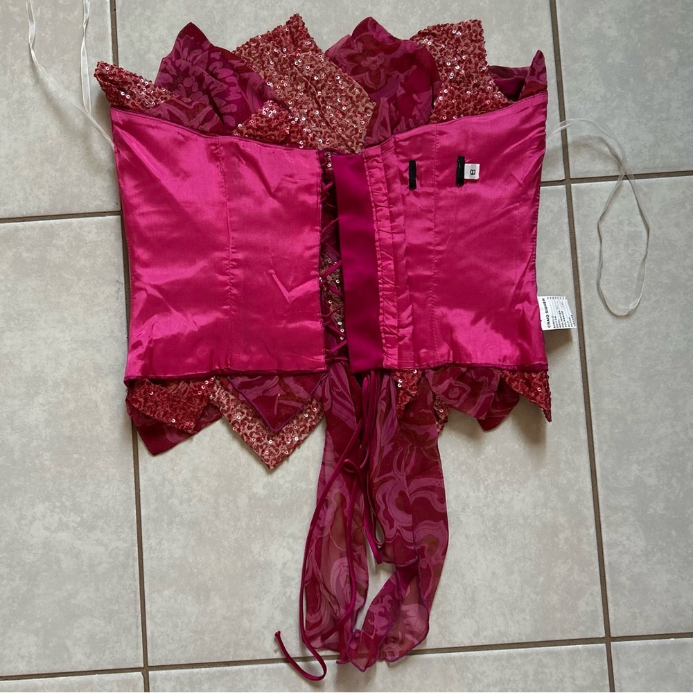 Pink Floral Sequin corset - Picture 5 of 8